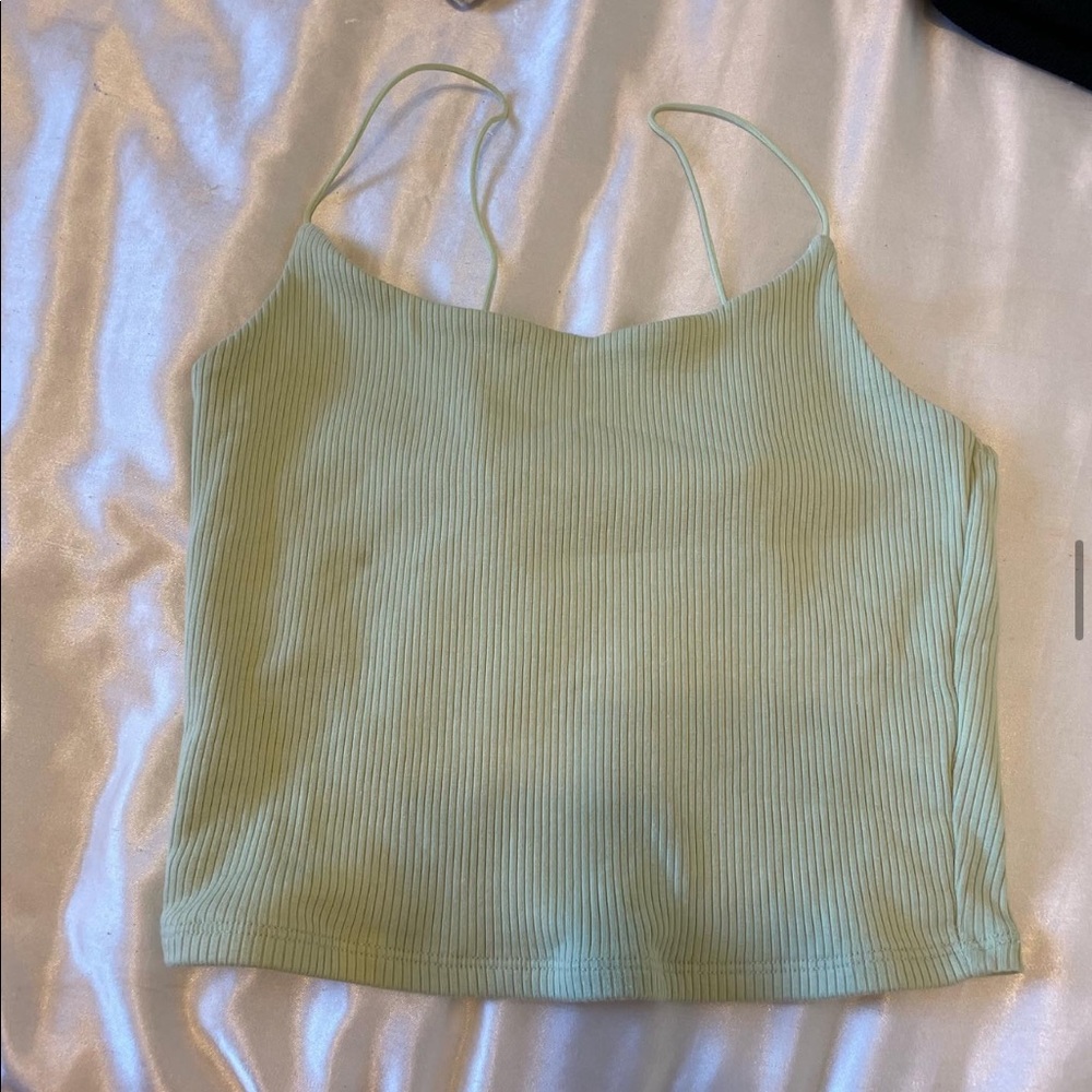 lime green ribbed tank